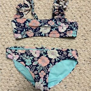 Floral Bikini Set with Ruffle Straps
